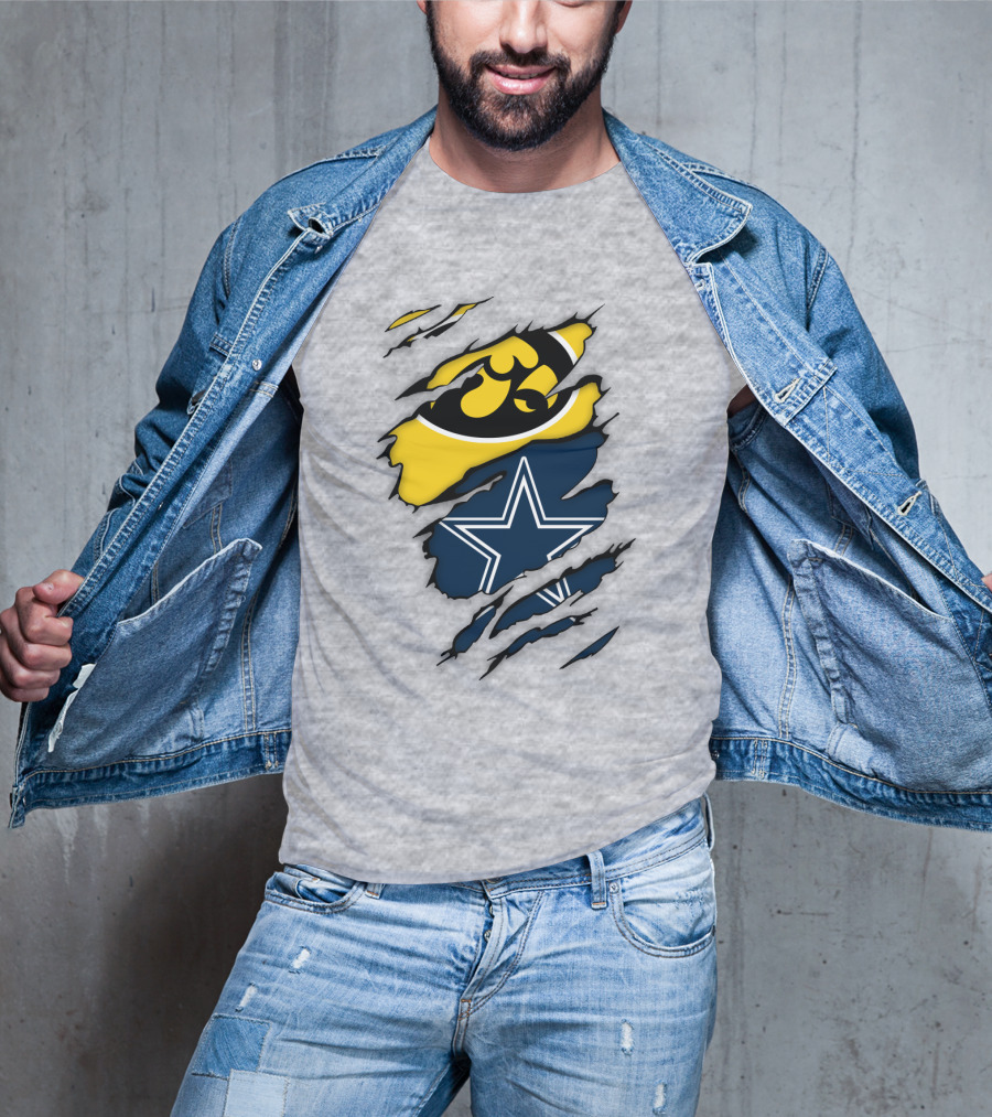 Dallas Cowboys Iowa Hawkeyes Fan Claw Marks T-Shirt