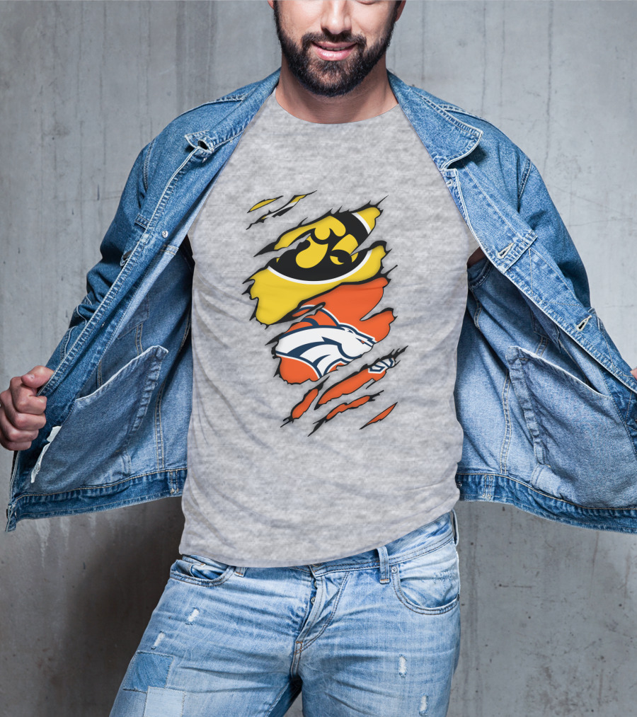 Iowa Hawkeyes Denver Broncos Fan Crossover T-Shirt