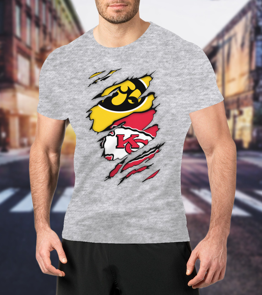 Iowa Hawkeyes Kansas City Chiefs Torn Claw Marks T-Shirt