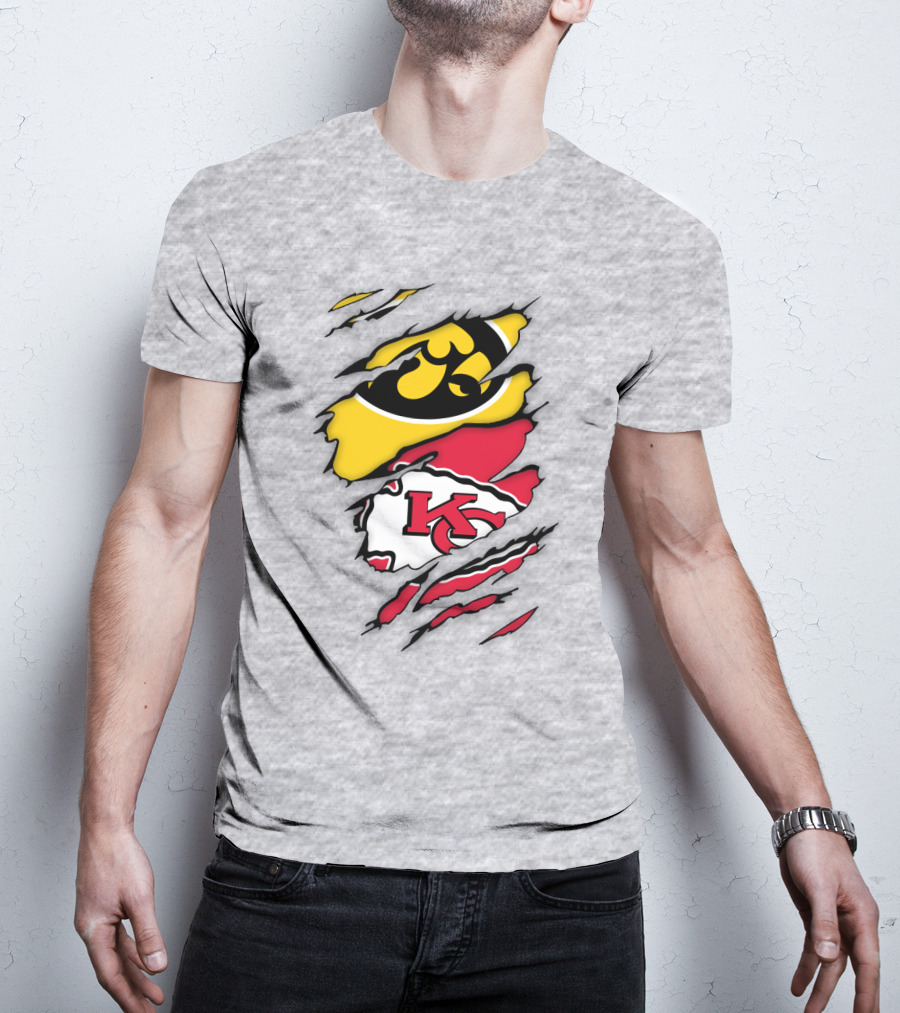 Iowa Hawkeyes Kansas City Chiefs Torn Claw Marks T-Shirt