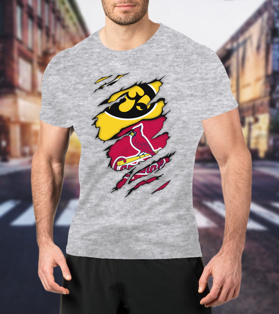 St Louis Cardinals Iowa Hawkeyes Ripped T-Shirt