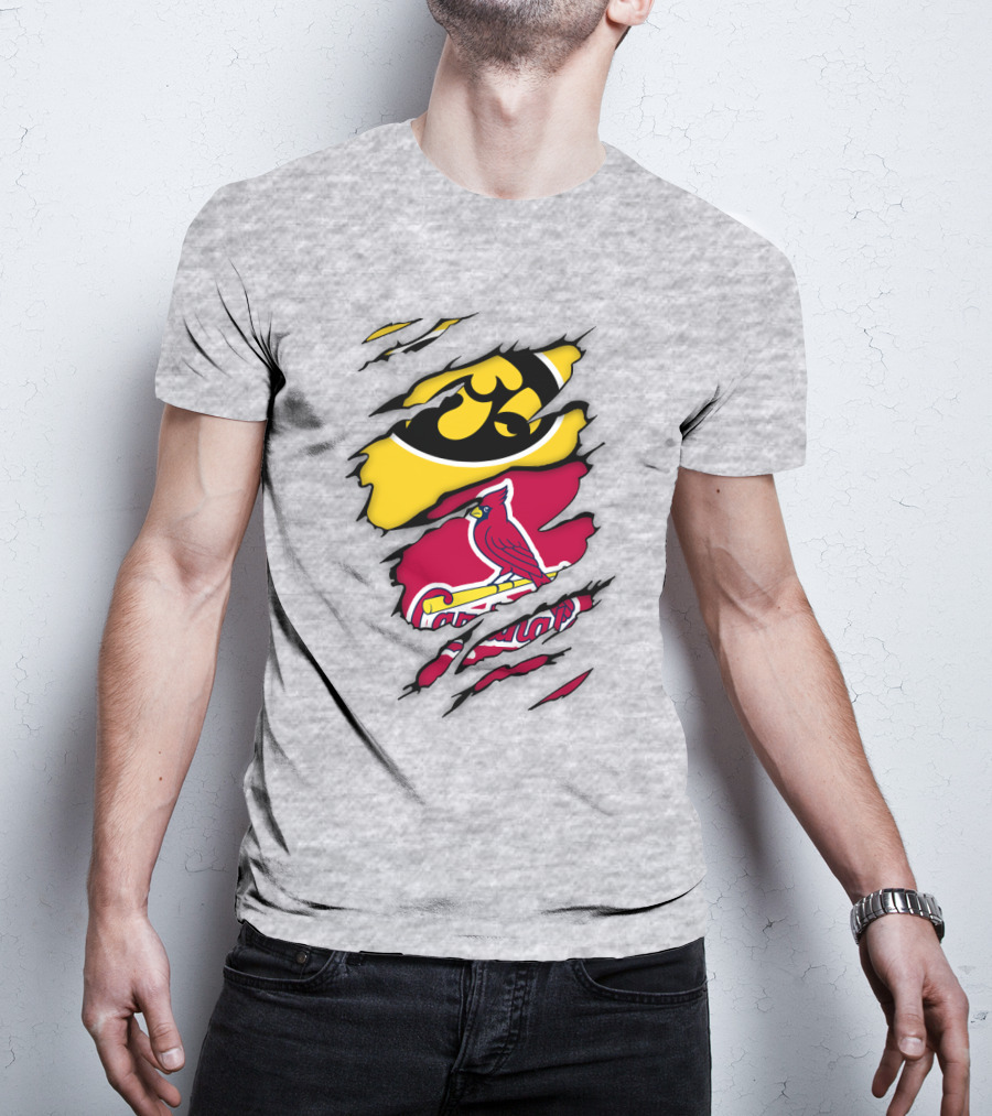 St Louis Cardinals Iowa Hawkeyes Ripped T-Shirt