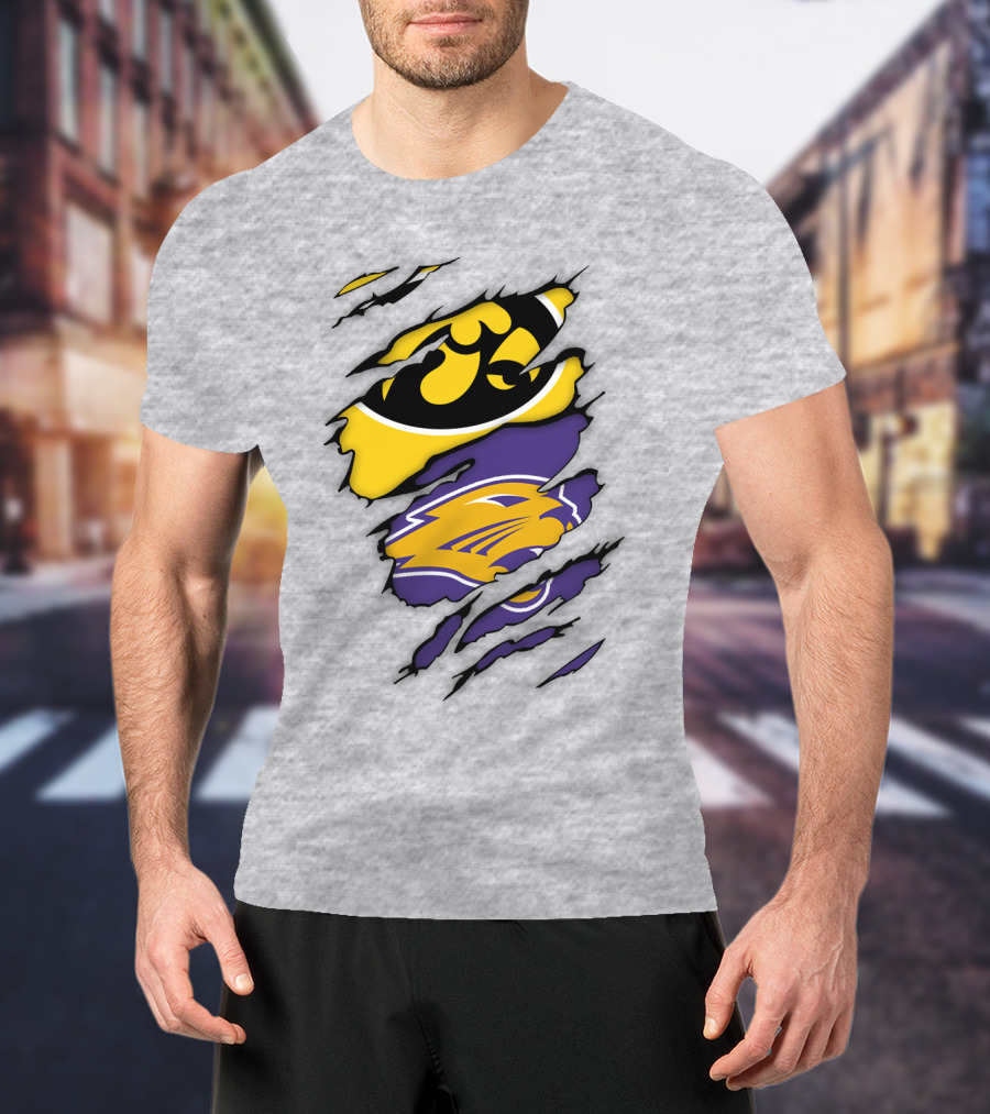 Northern Iowa Panthers Iowa Hawkeyes Dual Logo Fusion T-Shirt