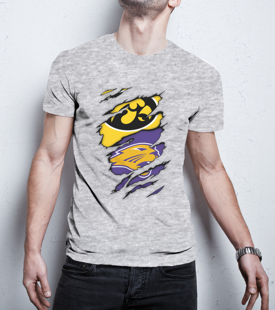 Northern Iowa Panthers Iowa Hawkeyes Dual Logo Fusion T-Shirt