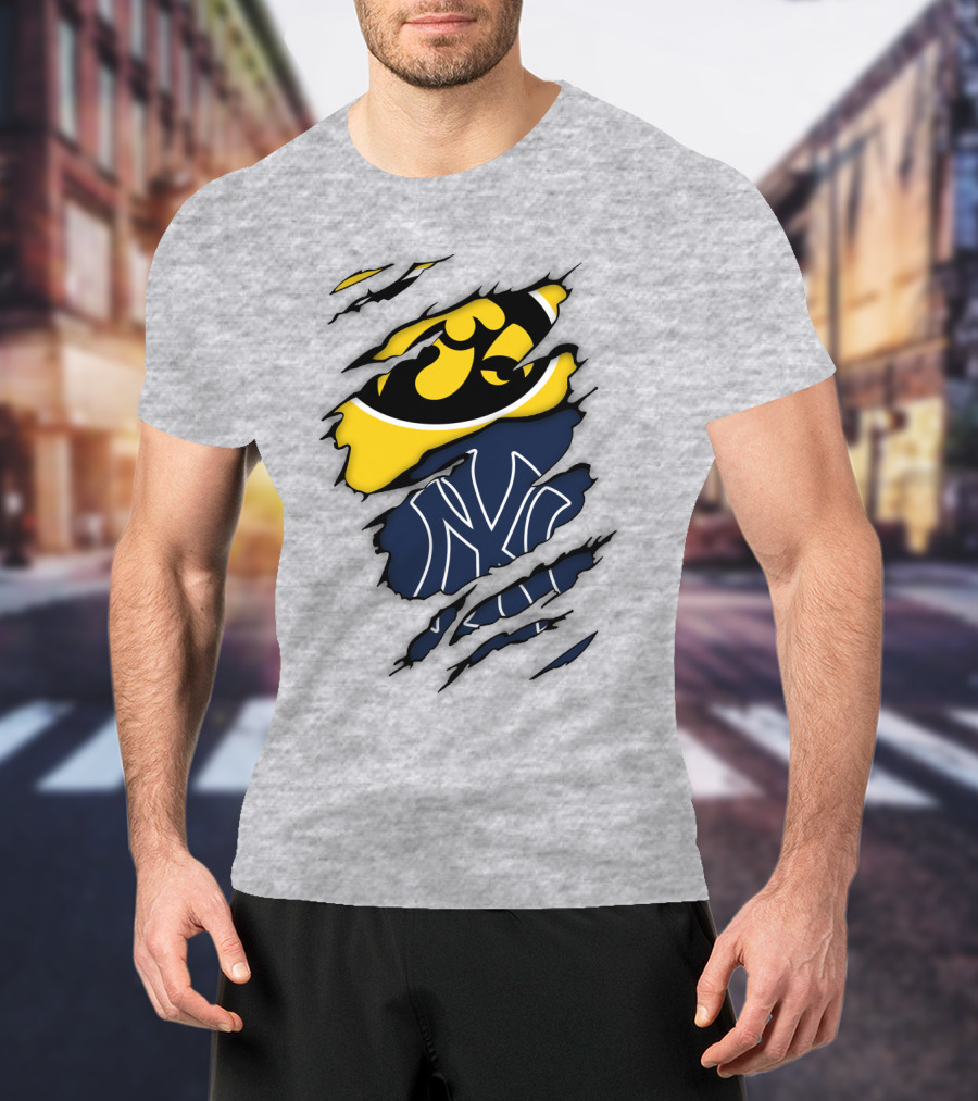 New York Yankees Iowa Hawkeyes Claw Marks T-Shirt