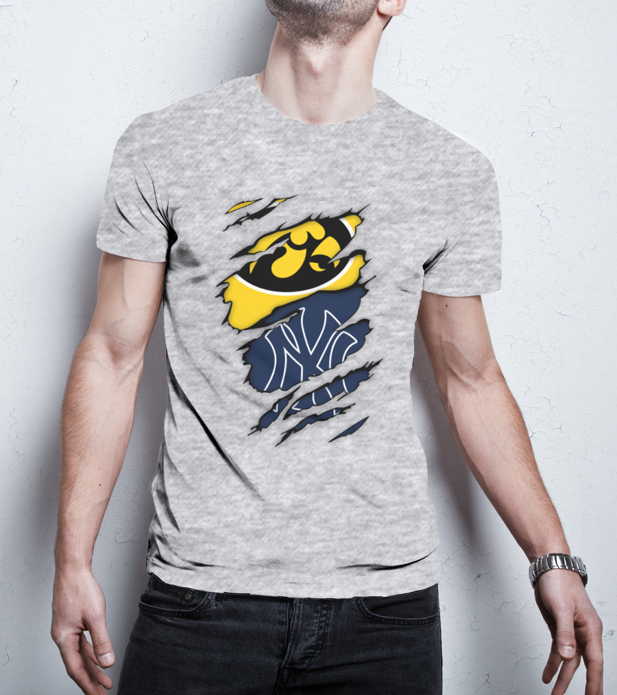 New York Yankees Iowa Hawkeyes Claw Marks T-Shirt
