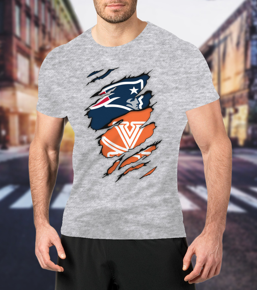 New England Patriots Virginia Cavaliers Dual Logo Fan T-Shirt