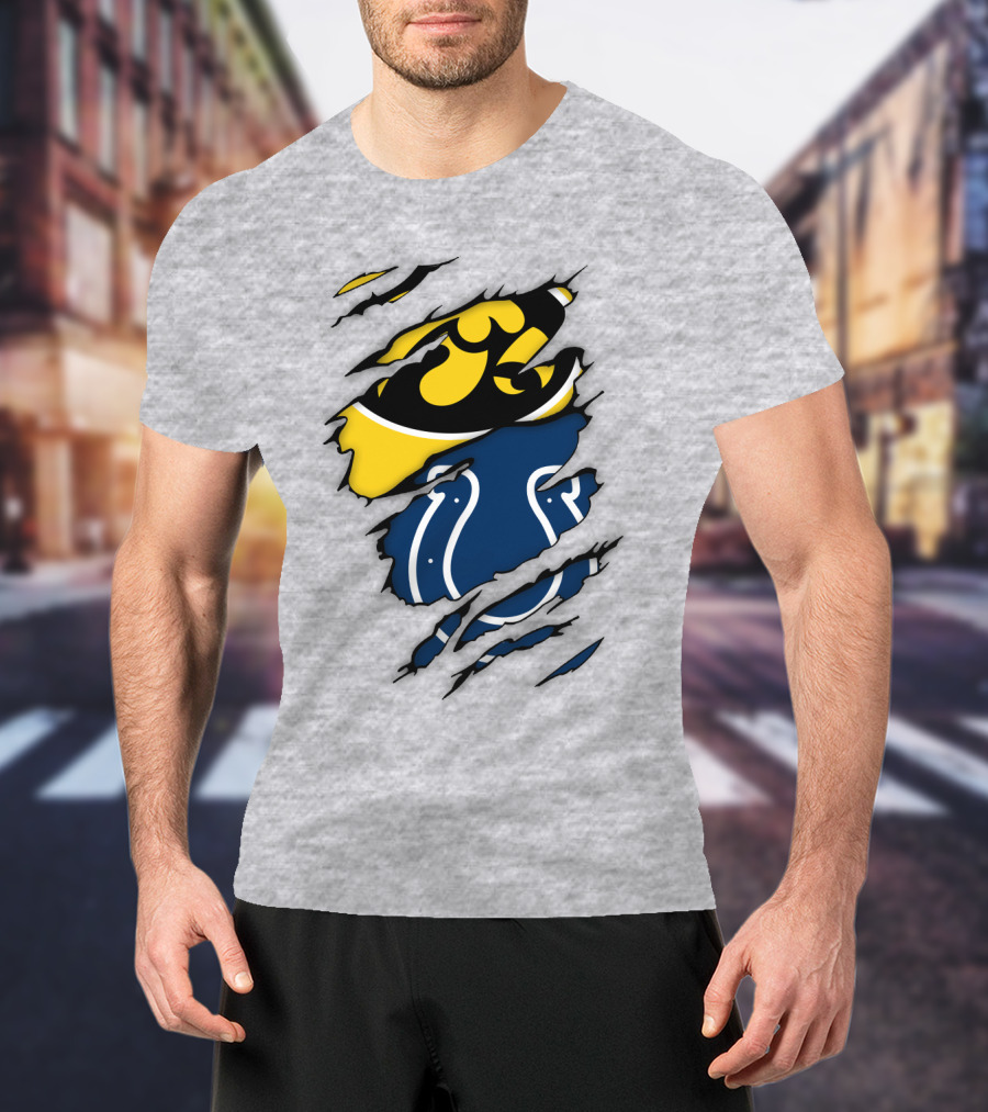 Indianapolis Colts Iowa Hawkeyes Logo Mashup T-Shirt