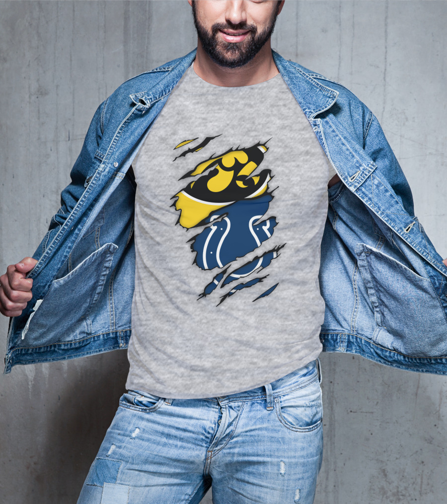 Indianapolis Colts Iowa Hawkeyes Logo Mashup T-Shirt