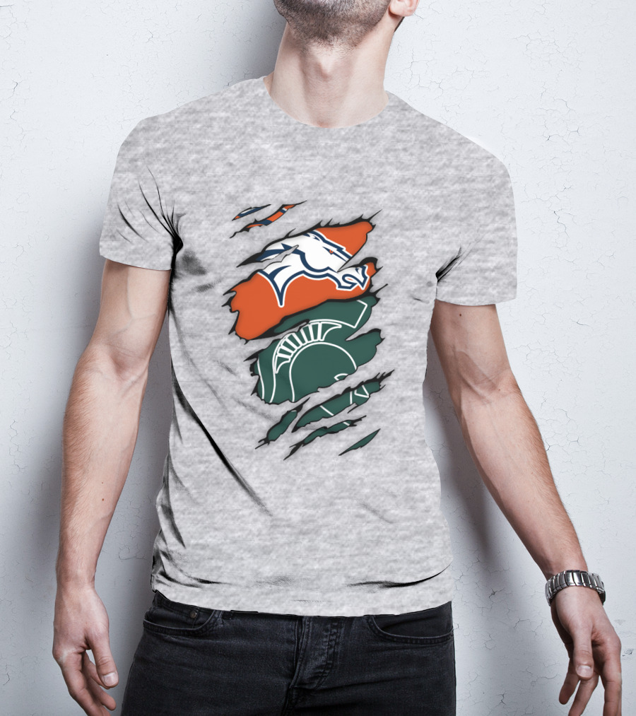 Denver Broncos Michigan State Spartan Helmet T-Shirt