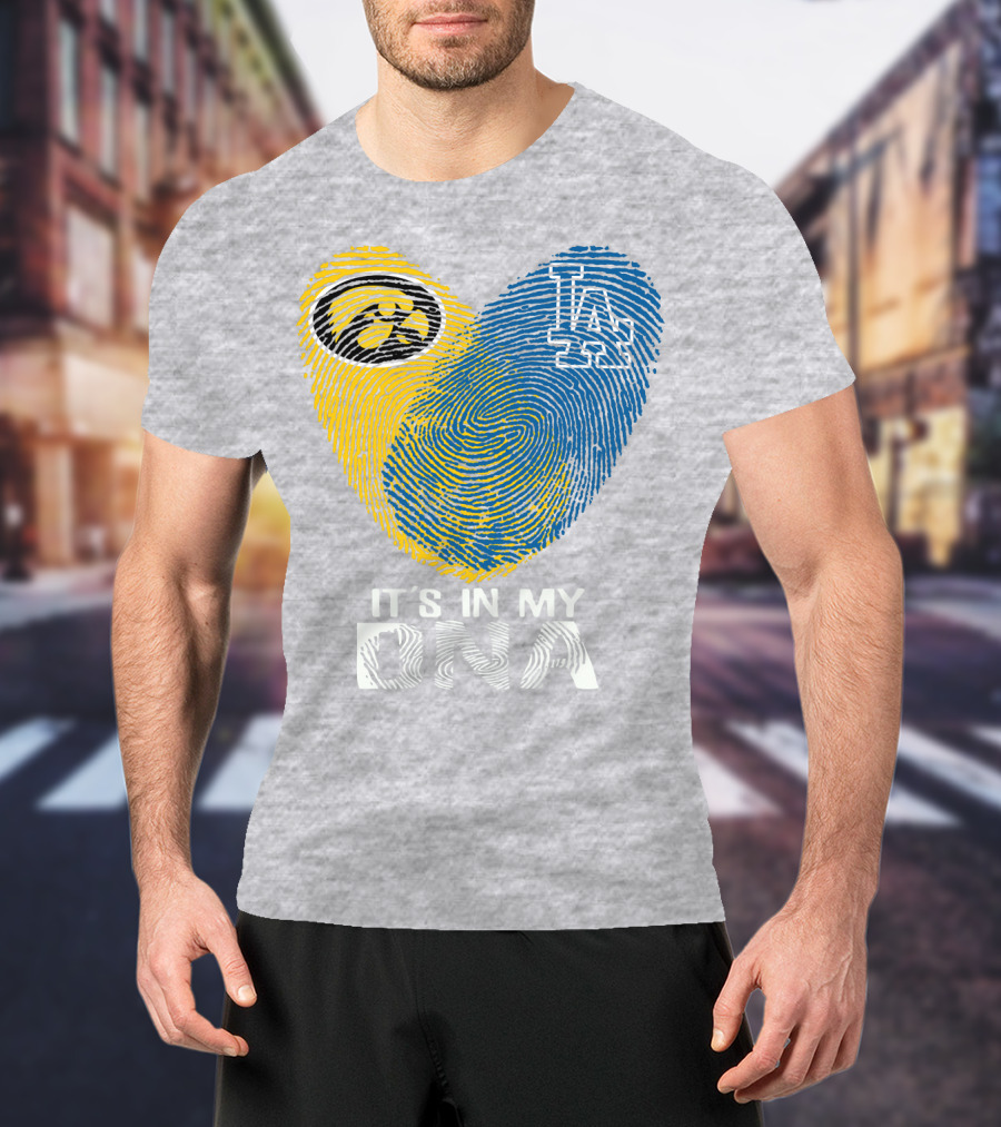 It's In My DNA Los Angeles Dodgers Iowa Hawkeye Fingerprint T-Shirt