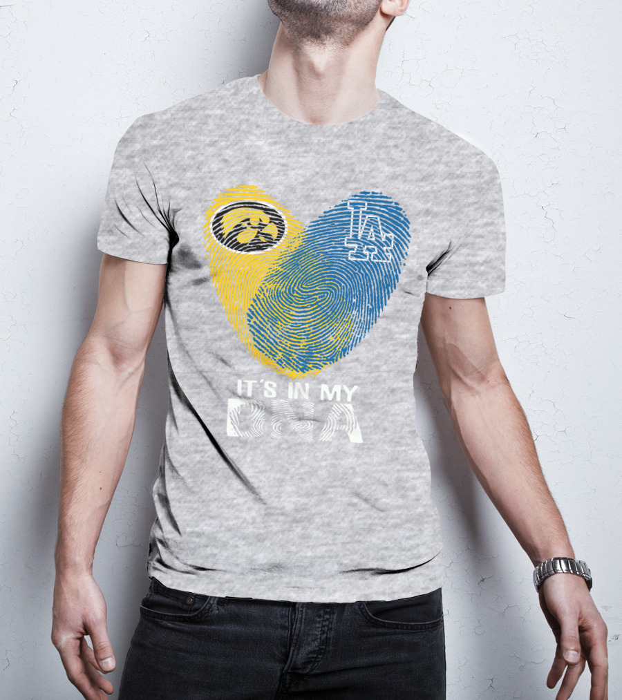 It's In My DNA Los Angeles Dodgers Iowa Hawkeye Fingerprint T-Shirt