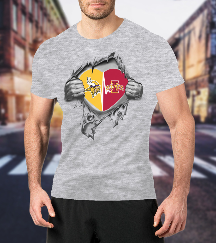 Iowa State Cyclones Minnesota Vikings Heart T-Shirt