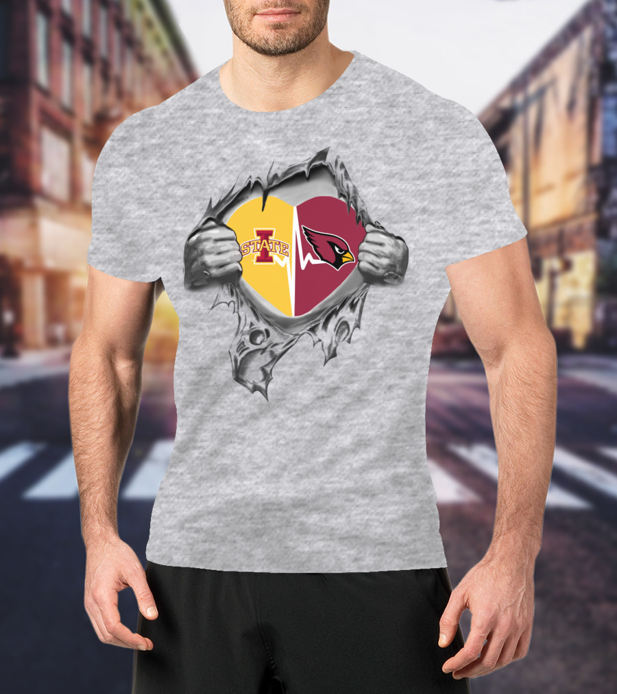 Iowa State Cyclones Arizona Cardinals Heart Fusion T-Shirt