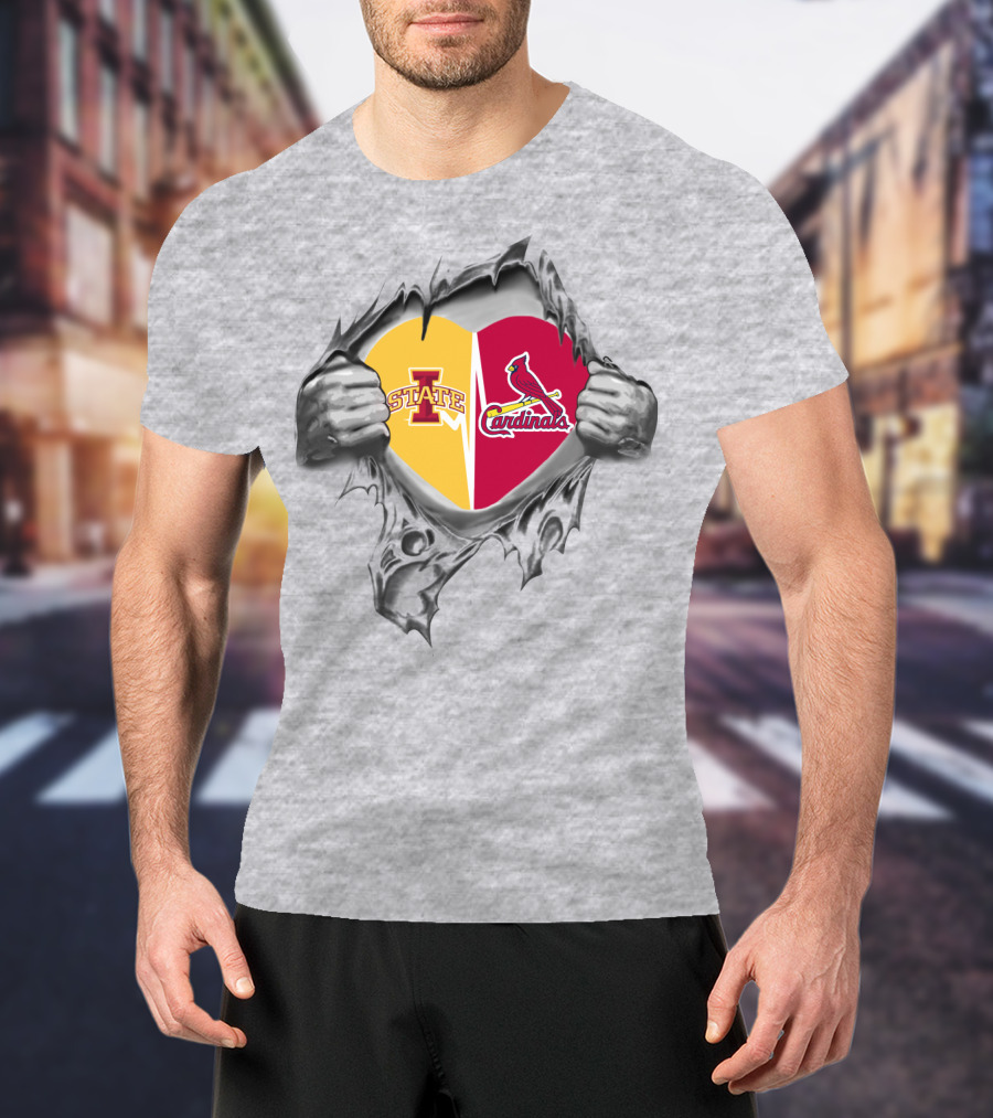 Iowa State Cyclones St Louis Cardinals Heart Hands T-Shirt