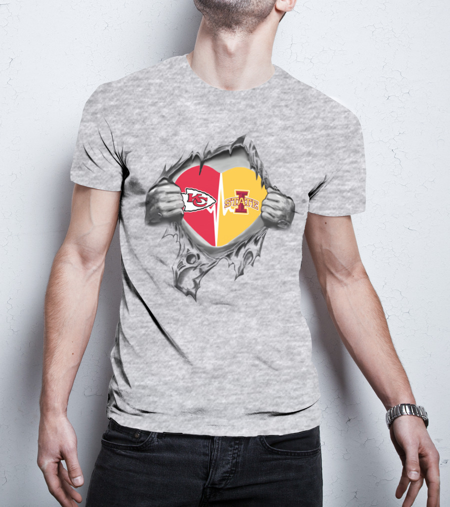 Kansas City Chiefs Iowa State University Heart Fan Loyalty T-Shirt