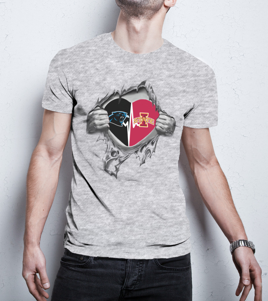 Iowa State Cyclones Carolina Panthers Heart T-Shirt