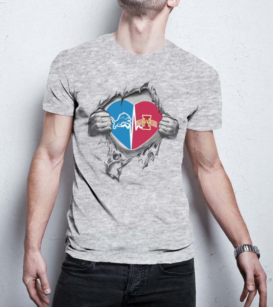 Detroit Lions Iowa State Heart Logo Integration T-Shirt