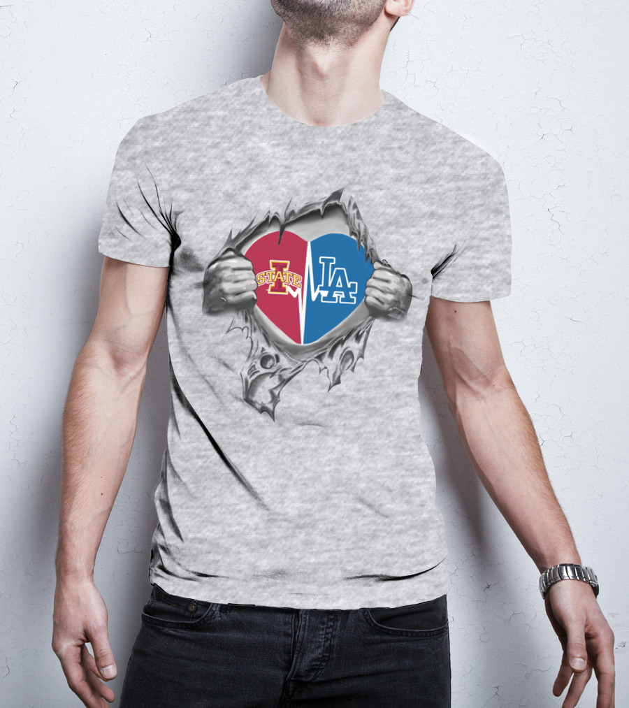 Iowa State LA Dodgers Heart Torn T-Shirt