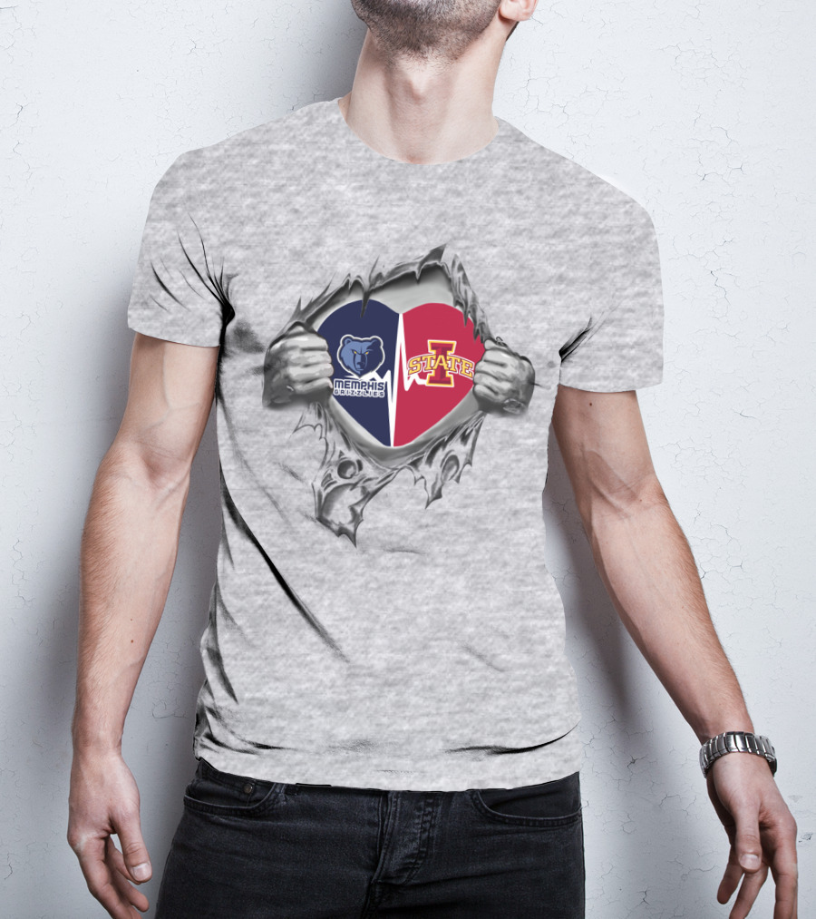 Memphis Grizzlies Iowa State Heart Logo Fusion T-Shirt