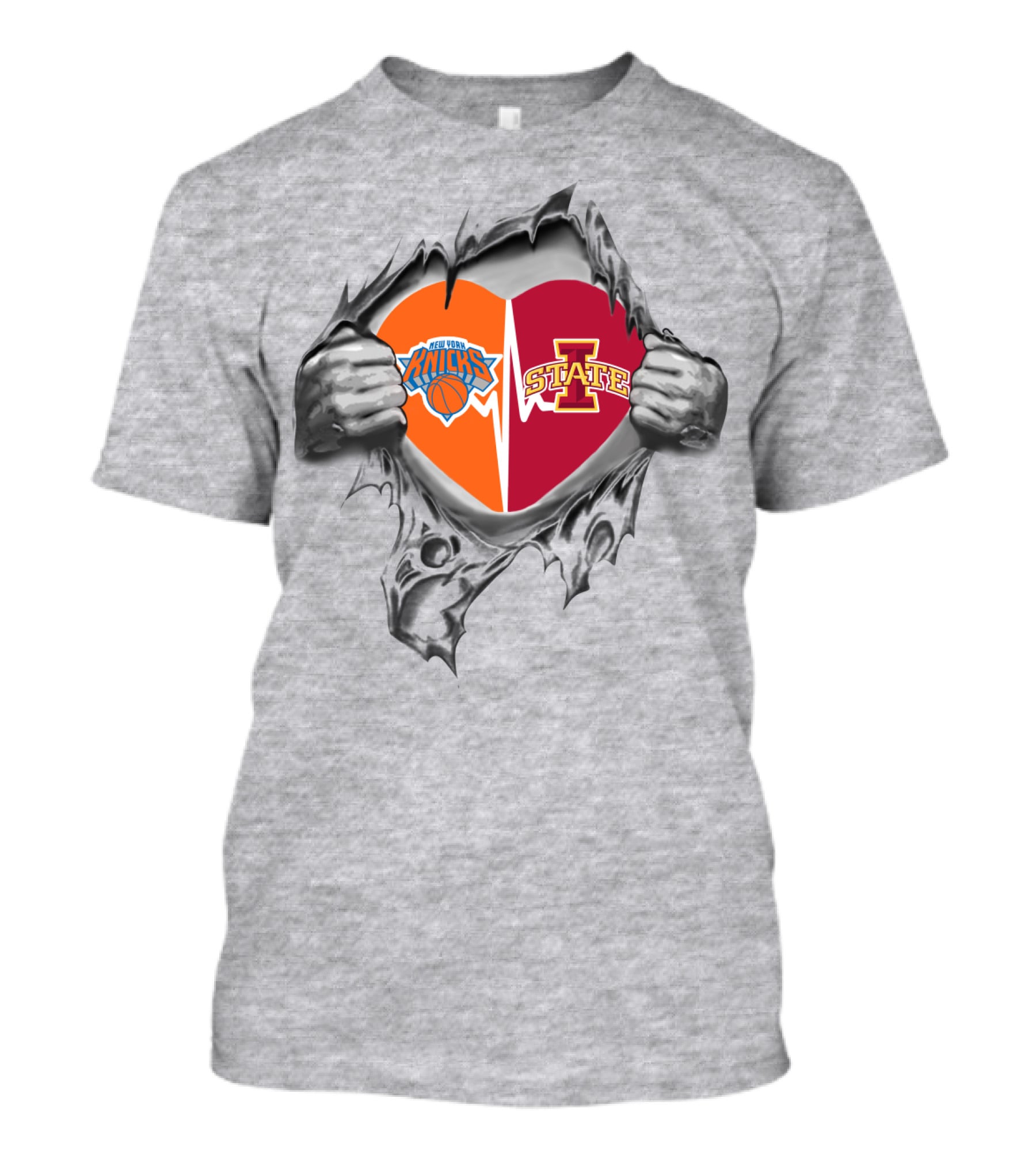 Iowa State Cyclones New York Knicks Heart Tear T-Shirt