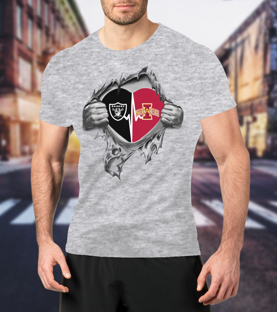 Iowa State Cyclones Raiders Team Logo Heart Fusion T-Shirt