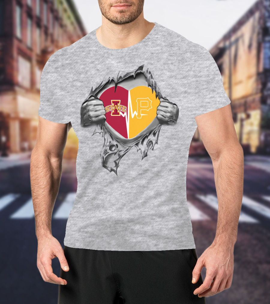 Iowa State Pittsburgh Pirates Heartbeat Split T-Shirt