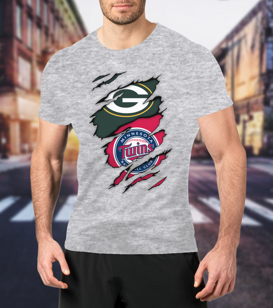 Minnesota Twins Baseball Club Green Bay Packers T-Shirt