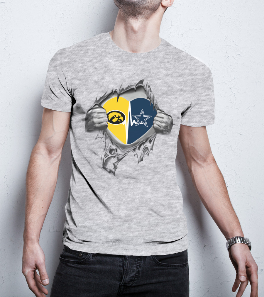 Dallas Cowboys Hawkeyes Heartbeat Torn Fabric T-Shirt