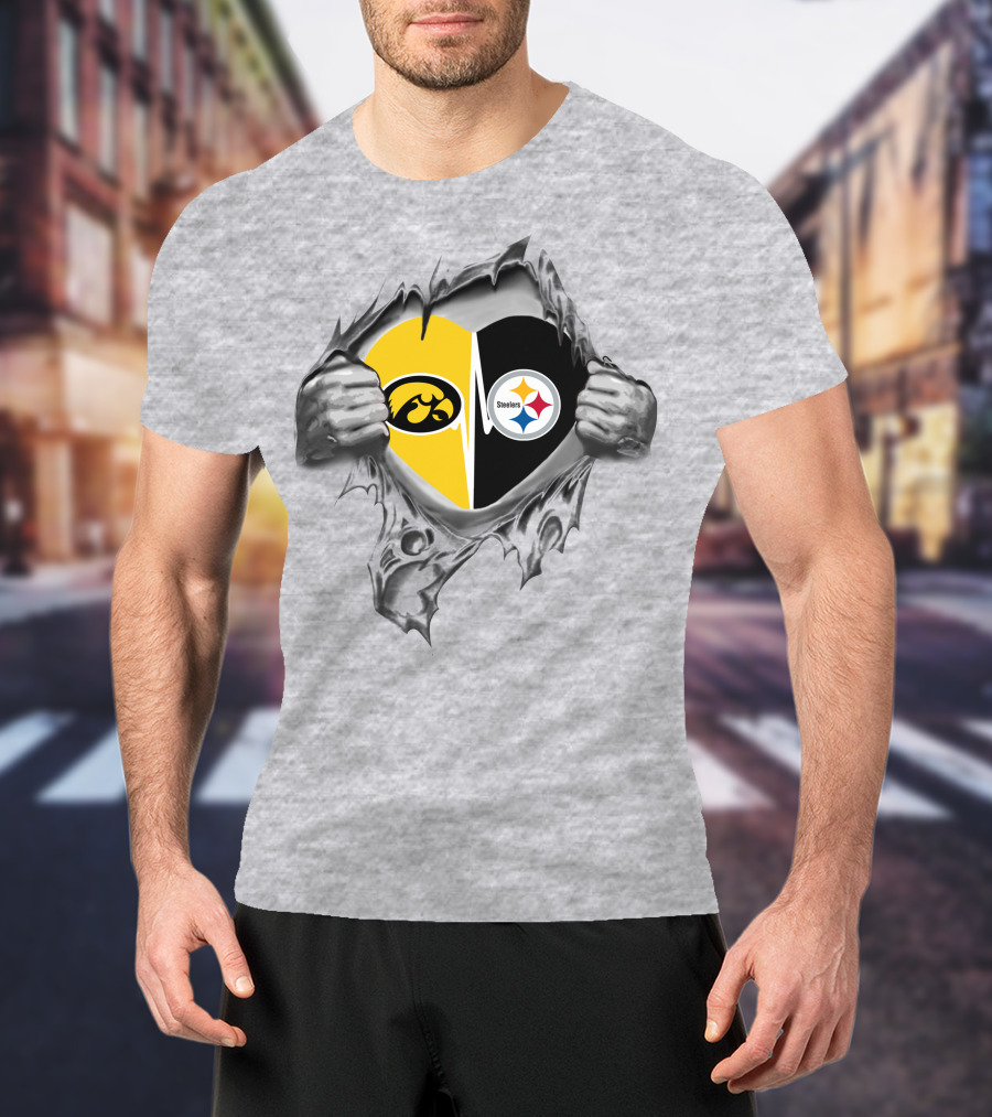 Pittsburgh Steelers Iowa Hawkeyes Heart T-Shirt