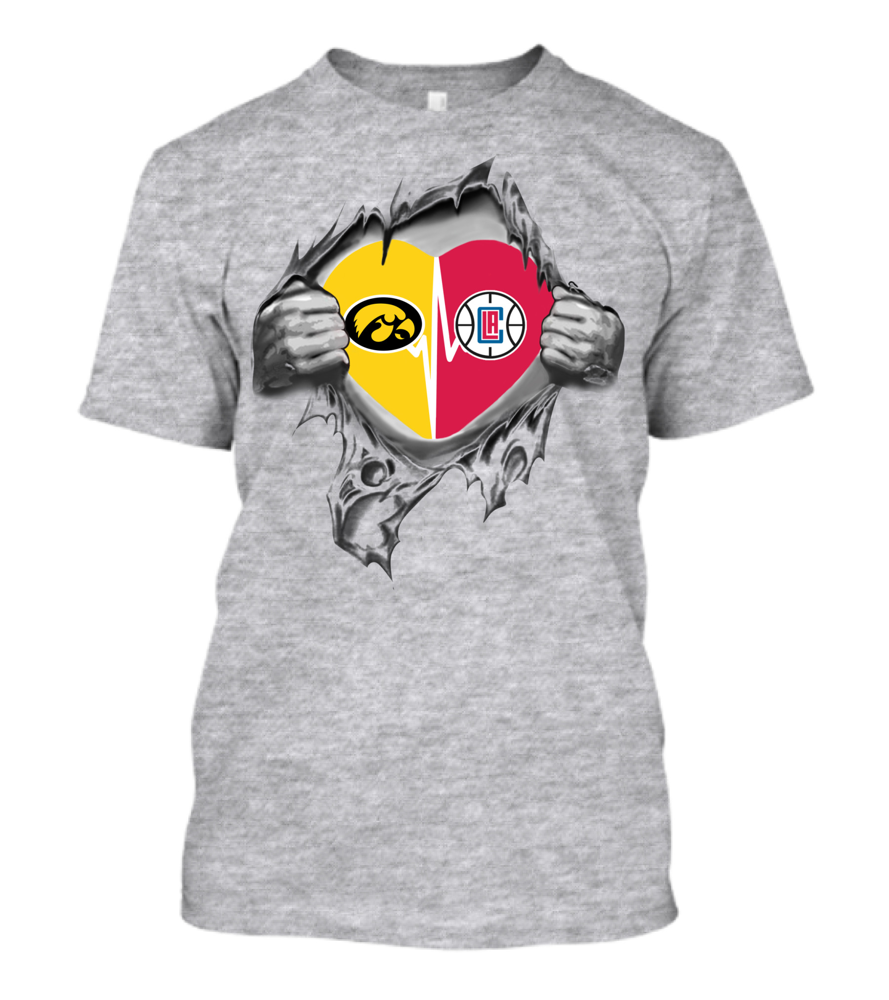 '73 Front LA Clippers Hawkeyes Heartbeat T-Shirt
