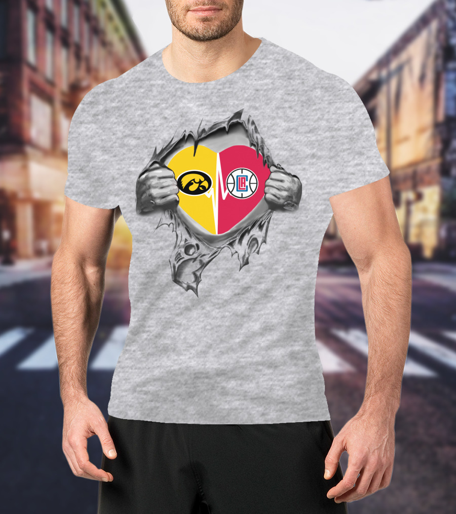'73 Front LA Clippers Hawkeyes Heartbeat T-Shirt