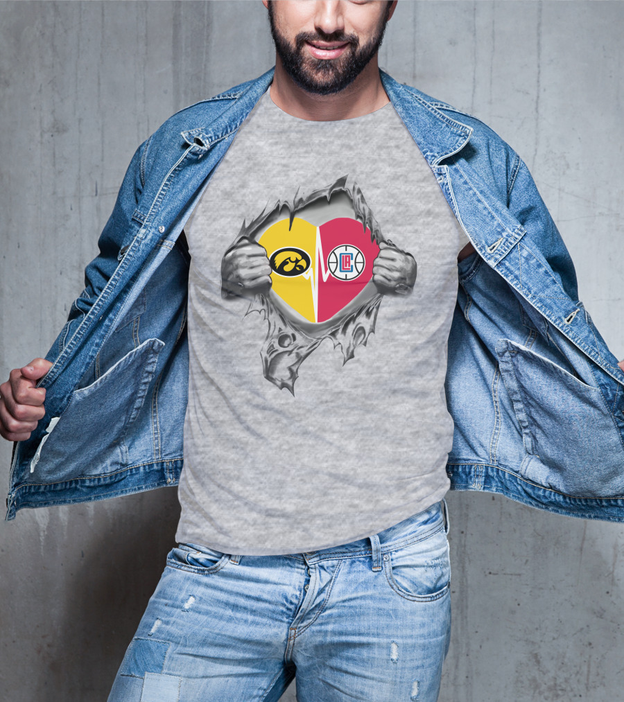 '73 Front LA Clippers Hawkeyes Heartbeat T-Shirt