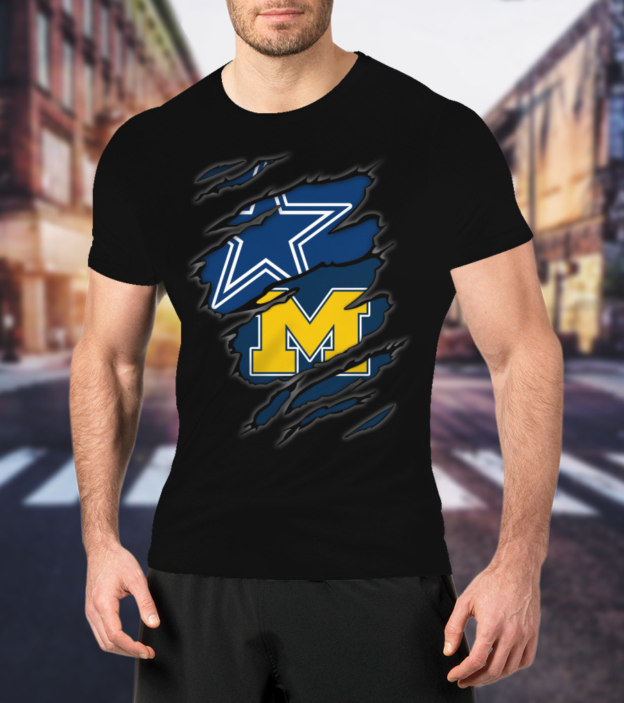 Cowboys Star Meets Michigan Wolverines Block M T-Shirt