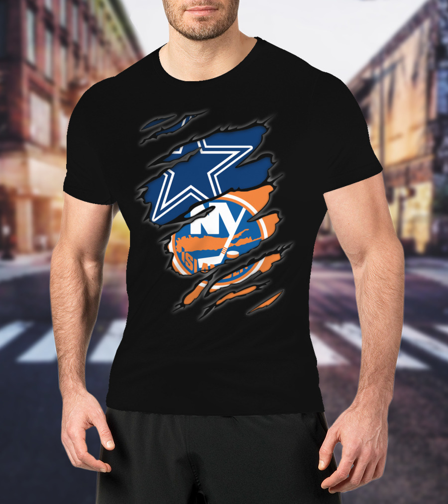Dallas Cowboys New York Islanders Logo Mashup T-Shirt