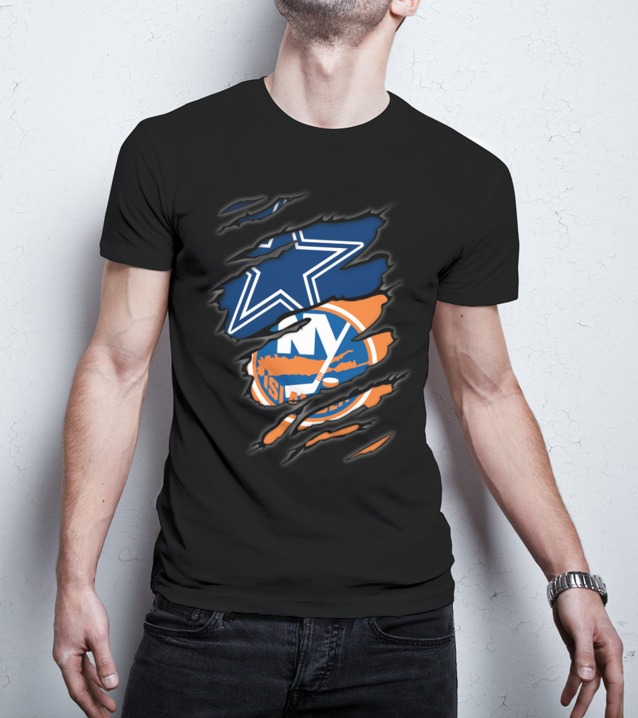 Dallas Cowboys New York Islanders Logo Mashup T-Shirt