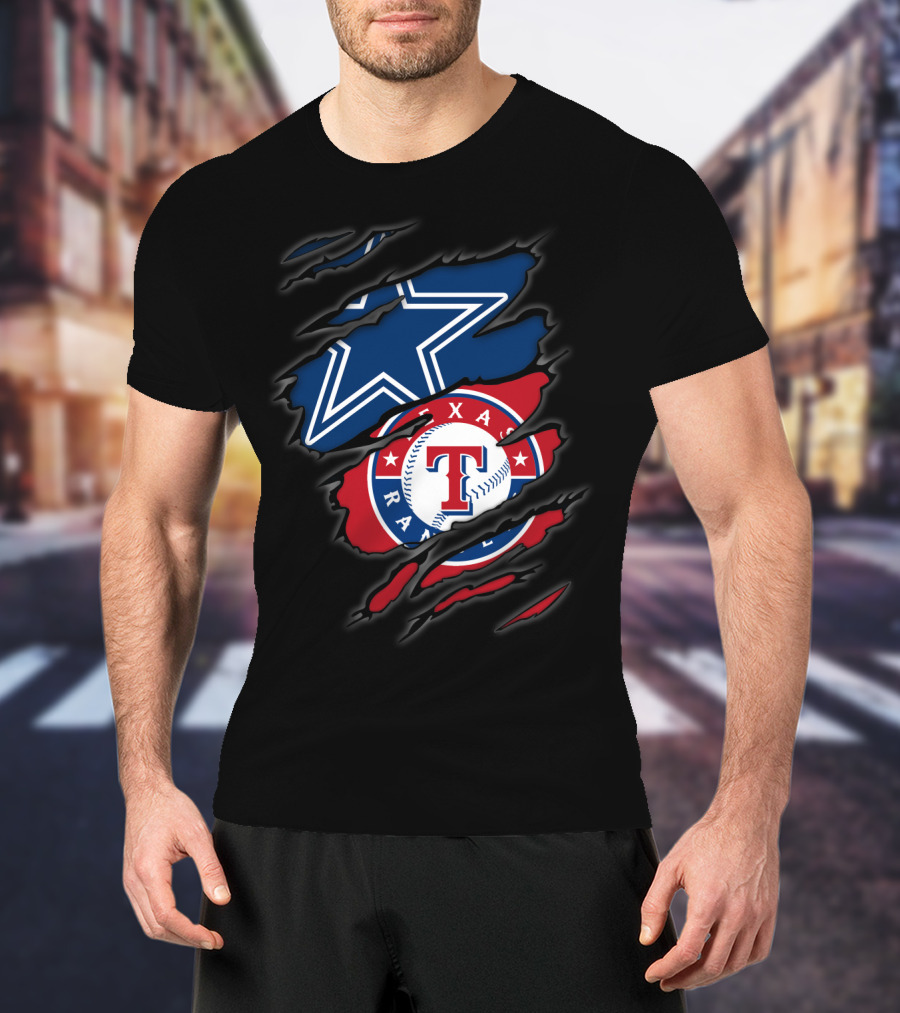 Dallas Cowboys And Texas Rangers Logos Fusion T-Shirt