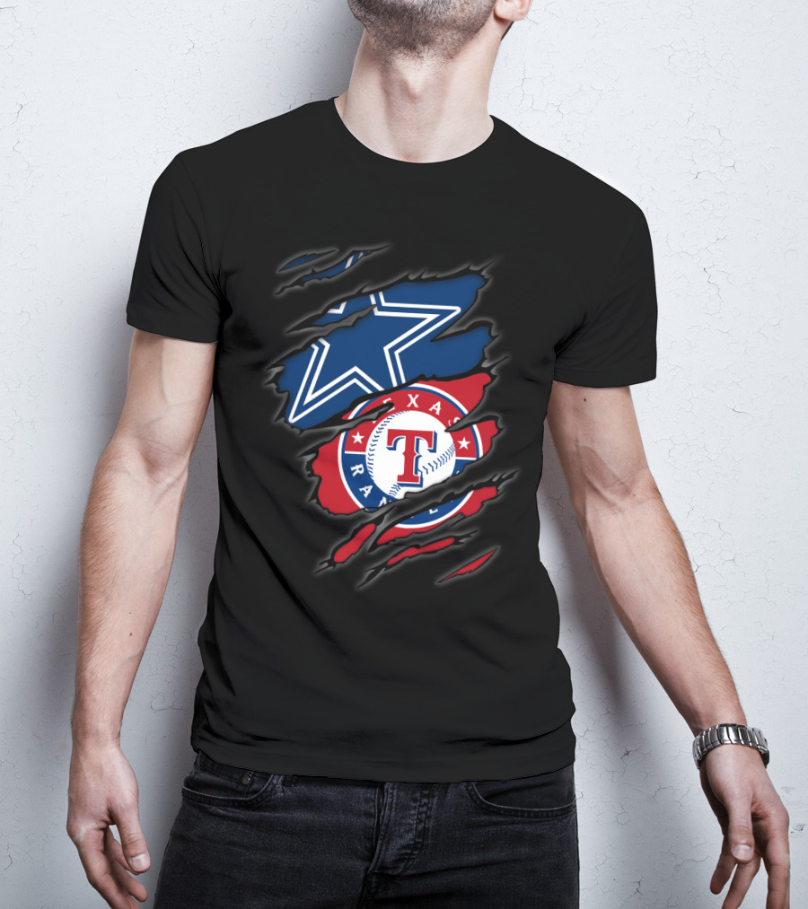 Dallas Cowboys And Texas Rangers Logos Fusion T-Shirt