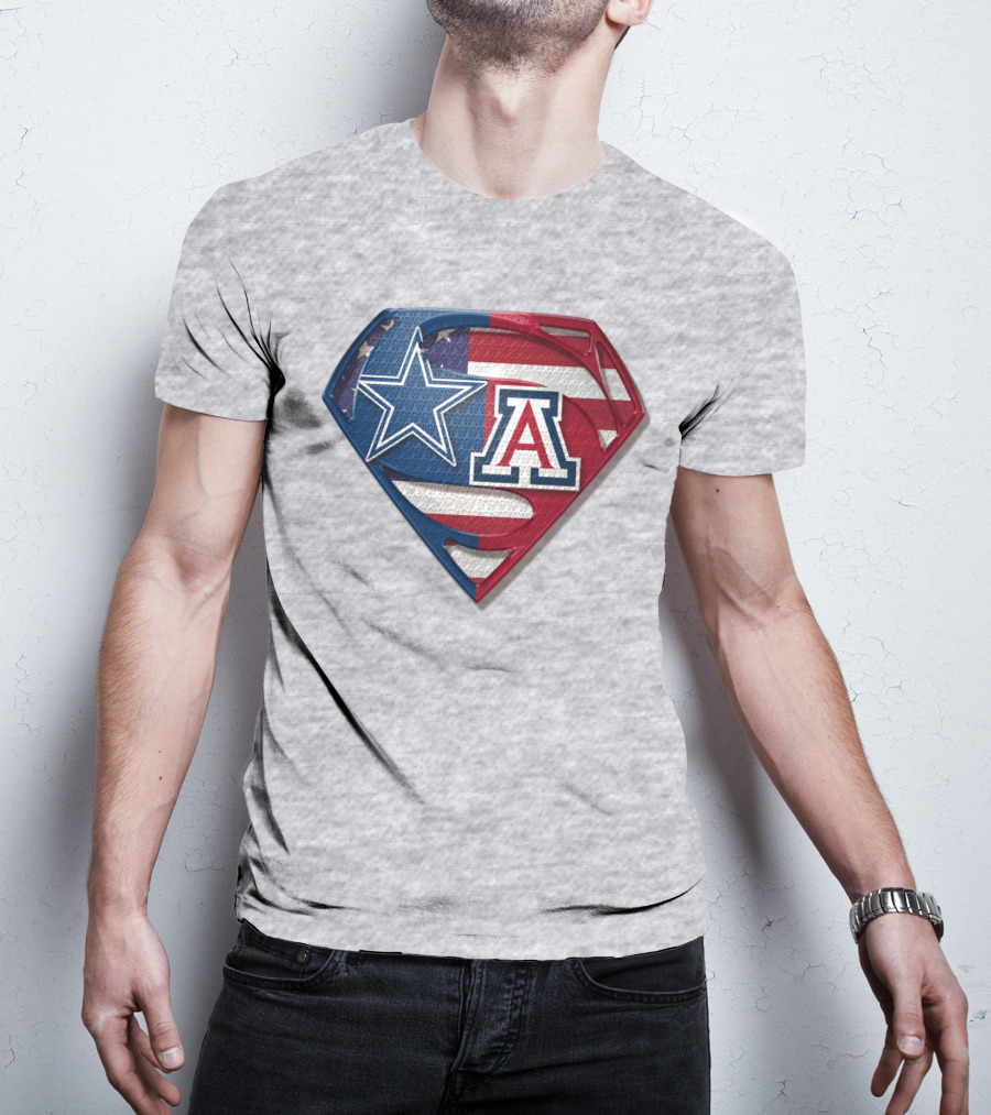 Dallas Cowboys Arizona Wildcats Superman Logo American Flag T-Shirt