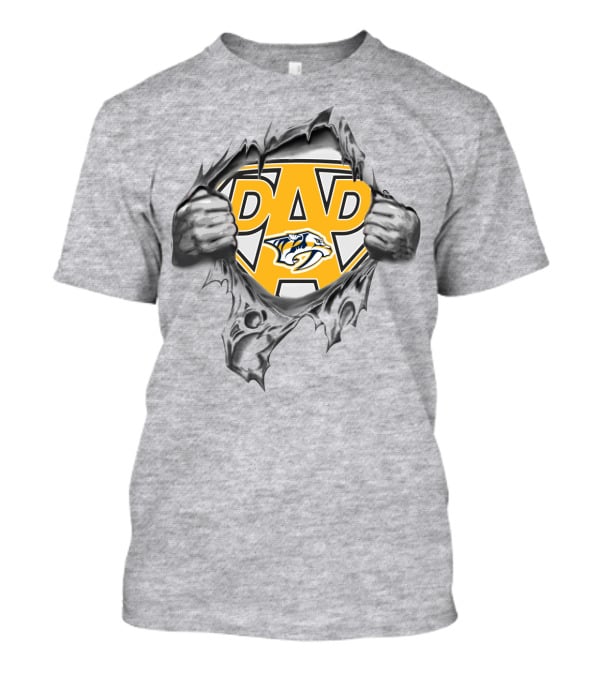 NashvillePredatorss Super Dad Logo With Torn Effect And Hands T-Shirt