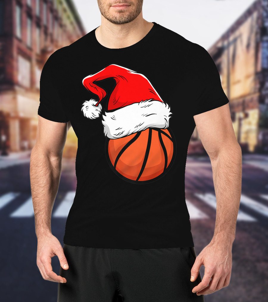 Funny Basketball Coach Player Santa Hat T-Shirt