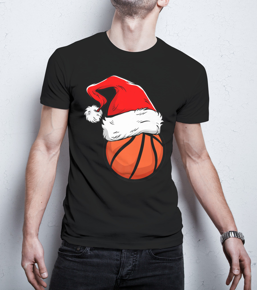 Funny Basketball Coach Player Santa Hat T-Shirt