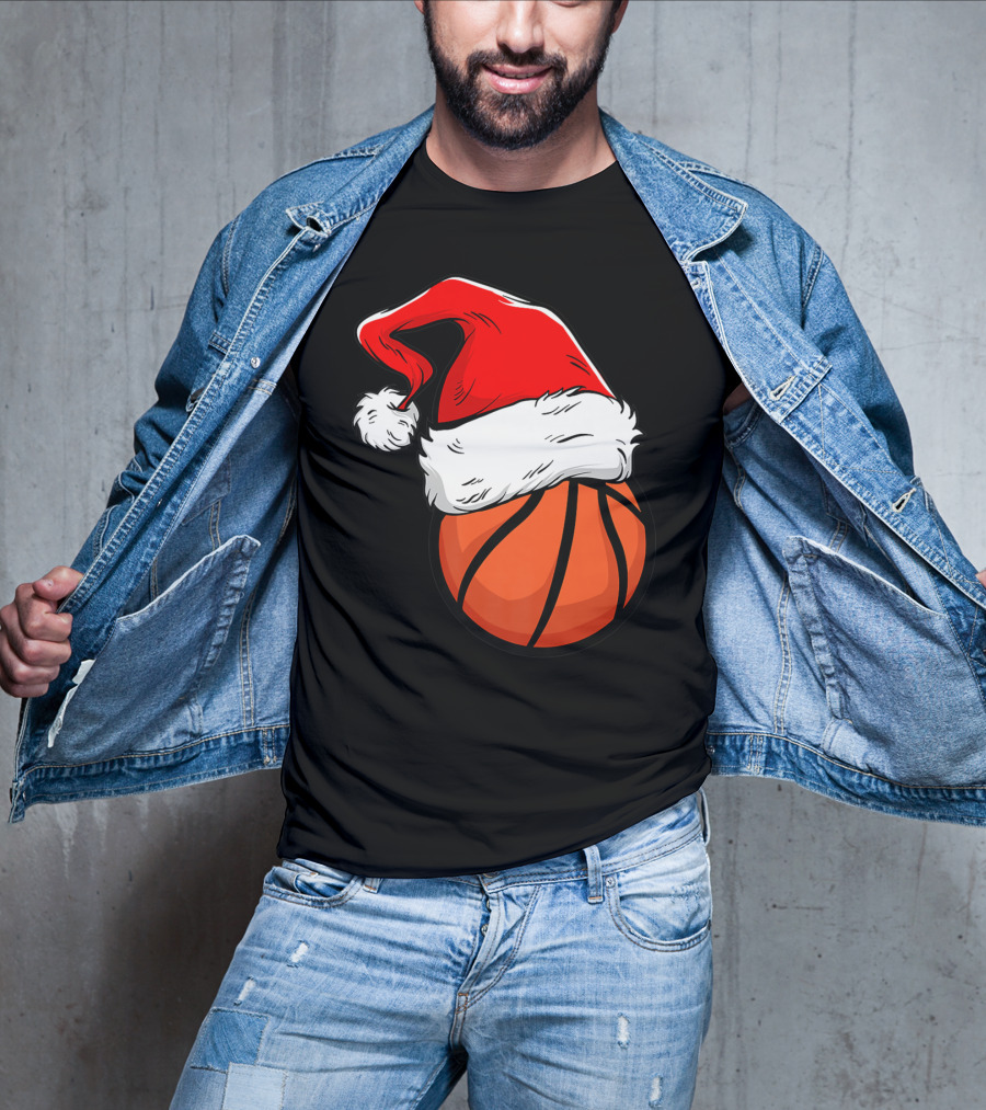 Funny Basketball Coach Player Santa Hat T-Shirt