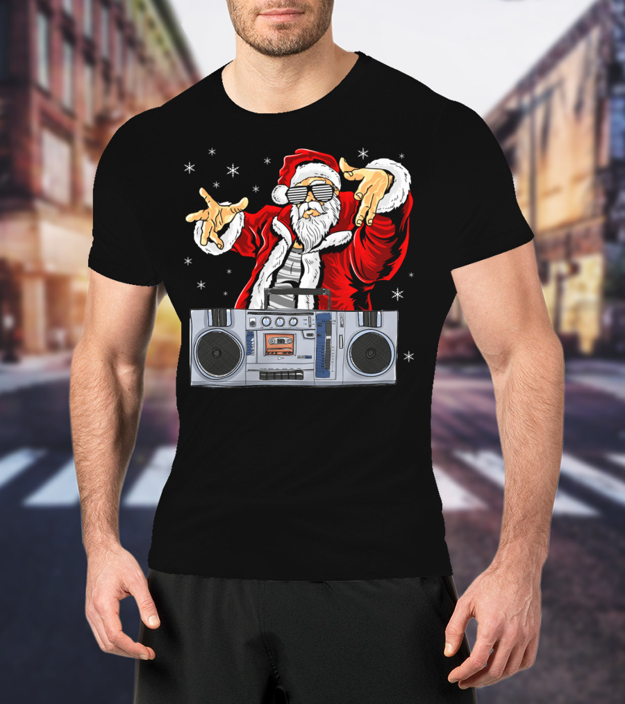 Santa Claus DJ Hip Hop Boombox T-Shirt