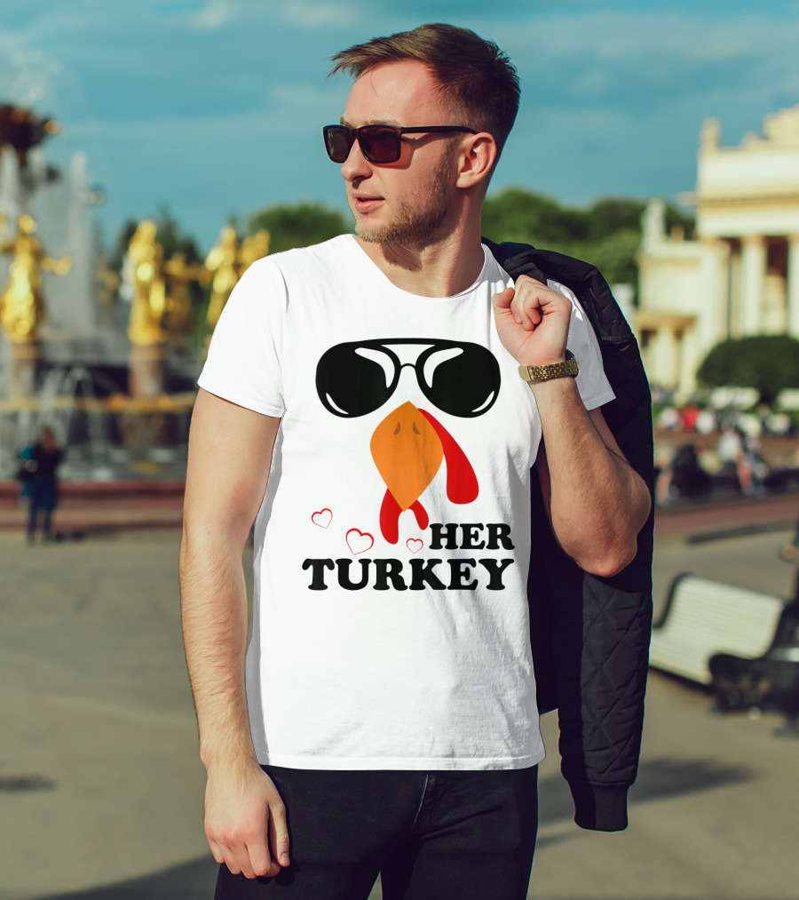 Her Turkey Funny Men's Matching Thanksgiving T-Shirt