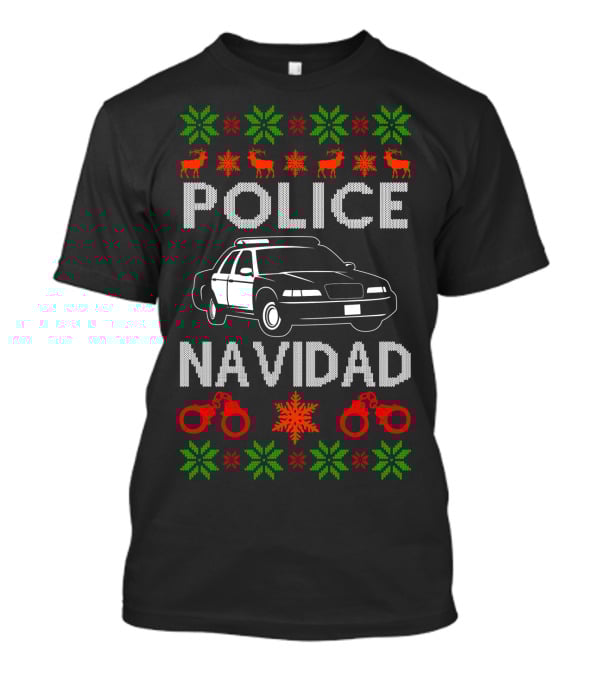 Police Navidad Ugly Christmas Holiday Law Enforcement T-Shirt