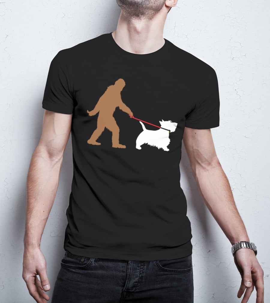 Bigfoot Walking Scottish Terrier Dog Leash Iconic T-Shirt