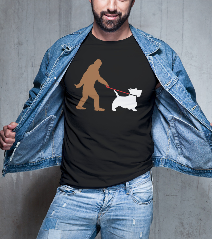 Bigfoot Walking Scottish Terrier Dog Leash Iconic T-Shirt