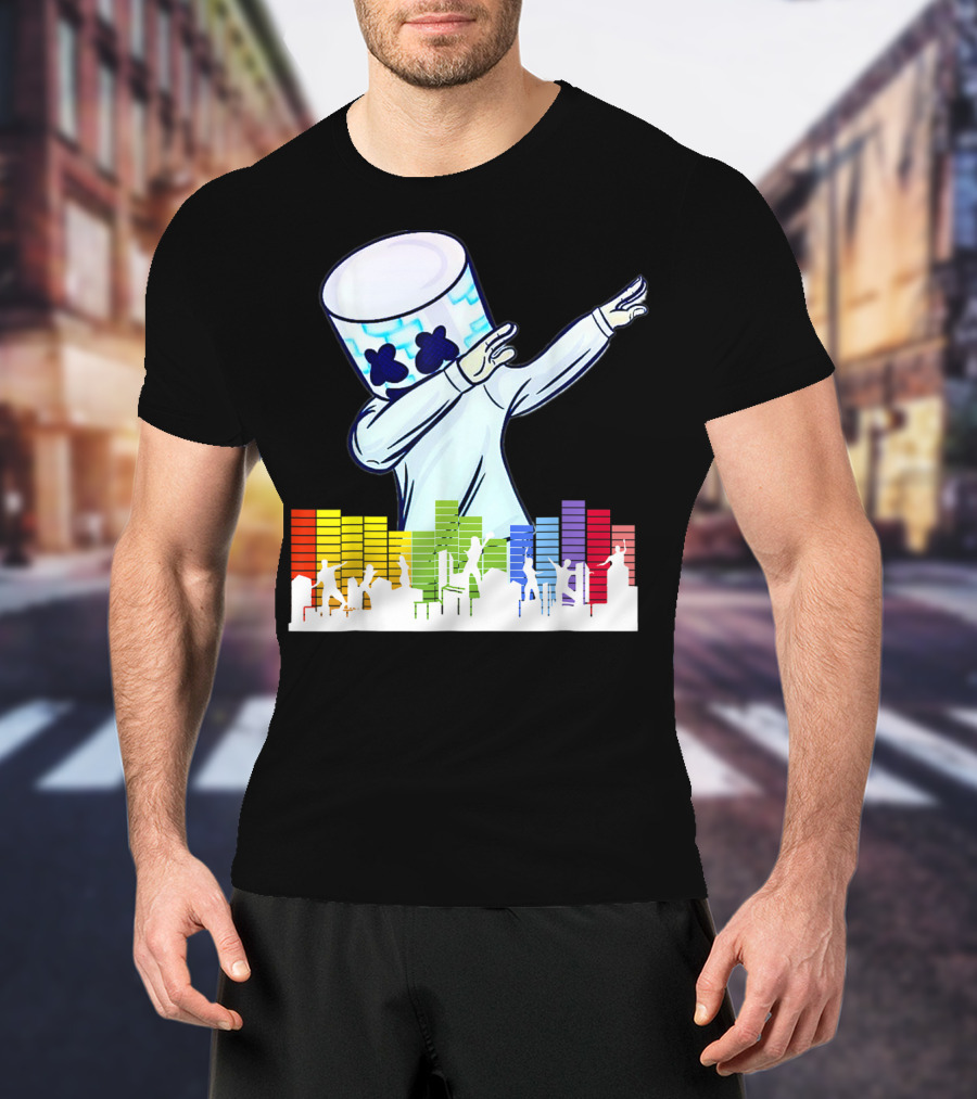 All I Want For Christmas Is Marshmallow Dabbing With Colorful Dance Equalizer T-Shirt