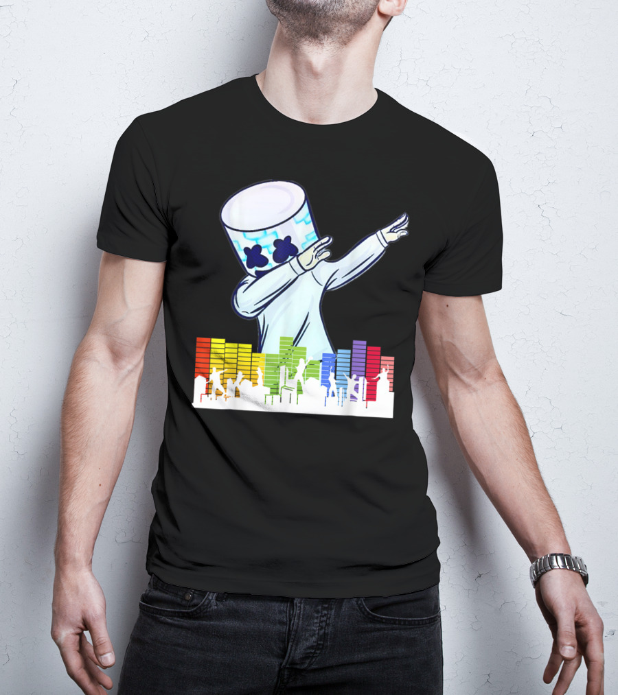 All I Want For Christmas Is Marshmallow Dabbing With Colorful Dance Equalizer T-Shirt